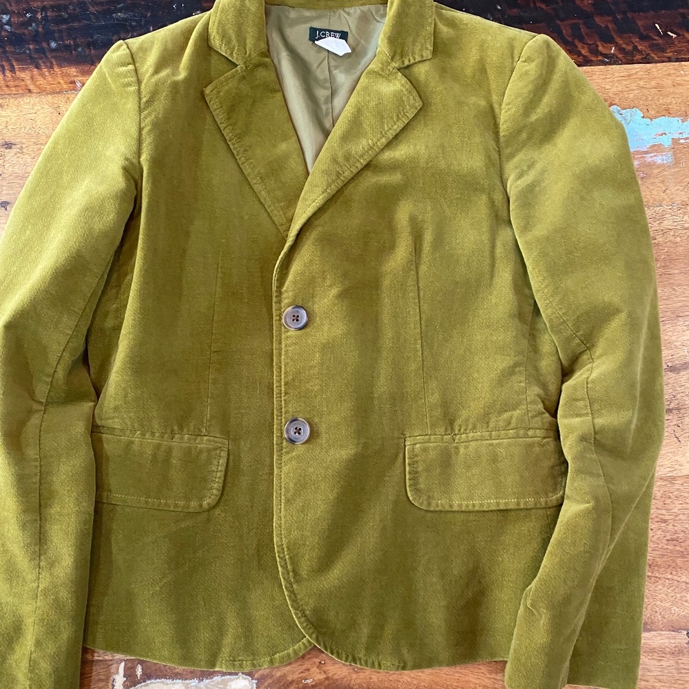 J. Crew Olive Green Velvet Blazer